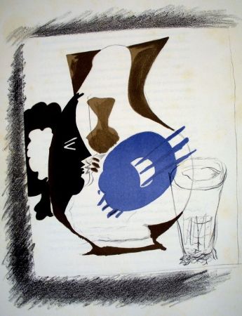 Lithographie Braque - Verre et pichet