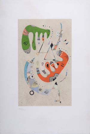 Lithographie Kandinsky - Vert et Rouge, 1969