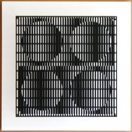 Gravure Sur Bois Asis - Vibration 4 cercles noir et blanc