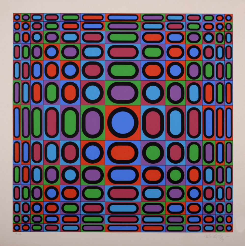 Lithographie Vasarely - Victor Vasarely (1906-1997) - Reflets a, 1978 - Hand-signed & numbered!