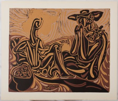 Linogravure Picasso - Vigne : les vendangeurs