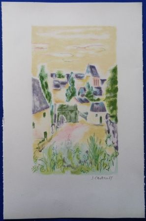 Lithographie Cavailles - Village en Provence