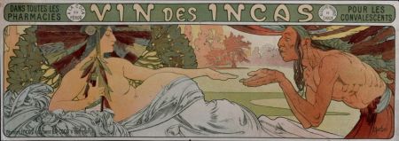 Lithographie Mucha - Vin des Incas