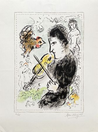 Lithographie Chagall - Violoniste au coq