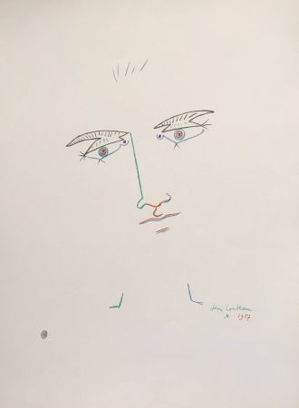 Lithographie Cocteau - Visage