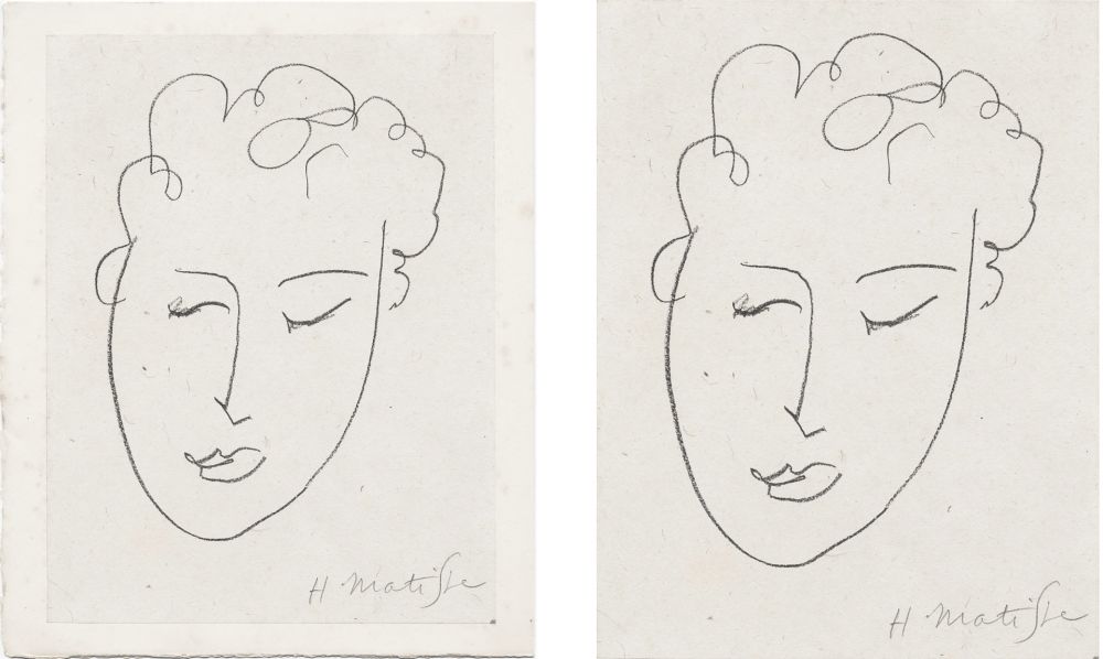 Lithographie Matisse - VISAGE DE FEMME. Pour Jules Romains : Pierres Levées, poèmes. Paris 1948