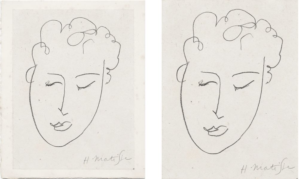 Lithographie Matisse - VISAGE DE FEMME. Pour Jules Romains : Pierres Levées, poèmes. Paris 1948