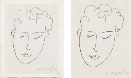 Lithographie Matisse - VISAGE DE FEMME. Pour Jules Romains : Pierres Levées, poèmes. Paris 1948