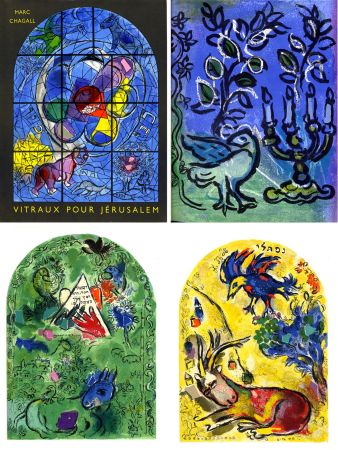 Livre Illustré Chagall - VITRAUX POUR JÉRUSALEM. Avec deux lithographies originales de Marc Chagall et 36 lithographies par Charles Sorlier (1962)
