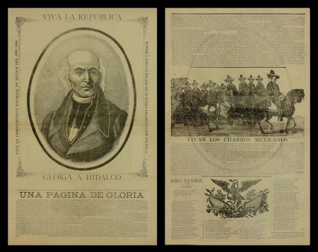 Gravure Sur Bois Posada - Viva la Republica - Gloria a Hidalgo/Vivan Los Charros