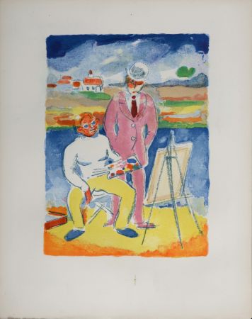 Lithographie Van Dongen - Vlaminck et Derain à Chatou, 1949