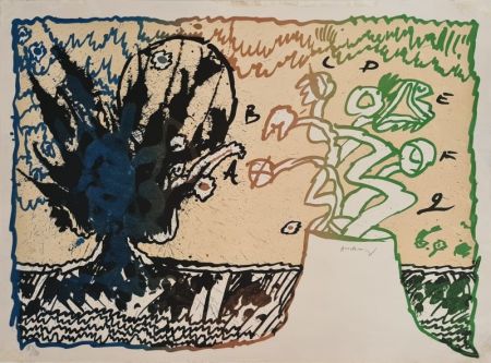 Lithographie Alechinsky - Volcan alphabétique 