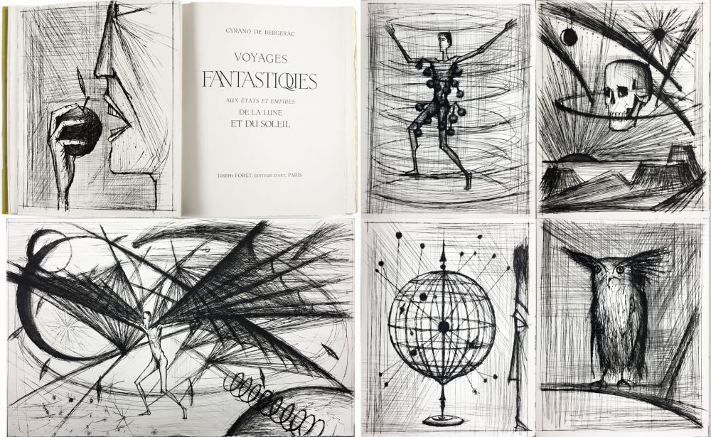 Livre Illustré Buffet - VOYAGES FANTASTIQUES AUX ÉTATS ET EMPIRES DE LA LUNE ET DU SOLEIL (Cyrano de Bergerac) 1958.