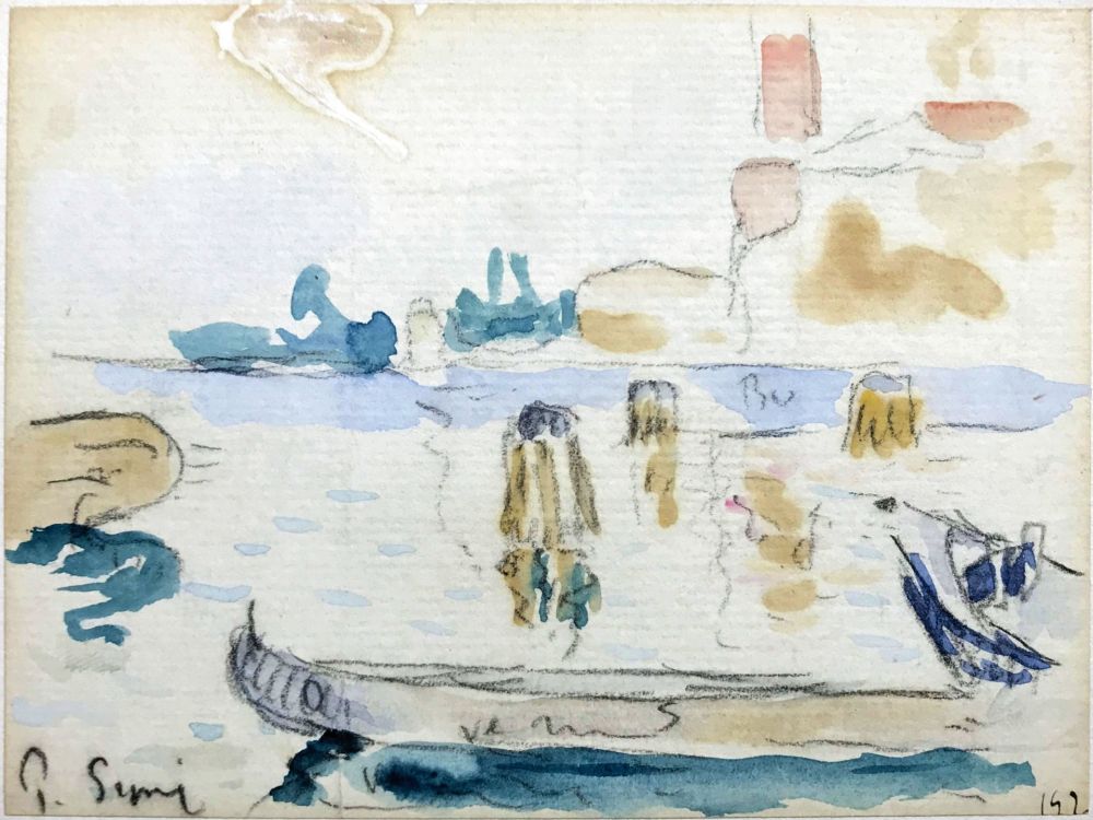 Aucune Technique Signac - VUE SUR LE PORT AVEC BATEAU DE REPOS