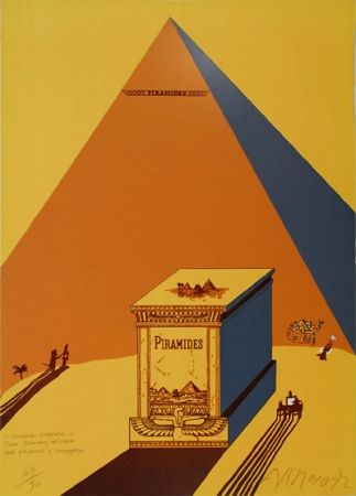 Lithographie Arroyo - W. Churchill, Napoleone e Saul Steinberg all 'ombra delle Piramidi a Mezzogiorno