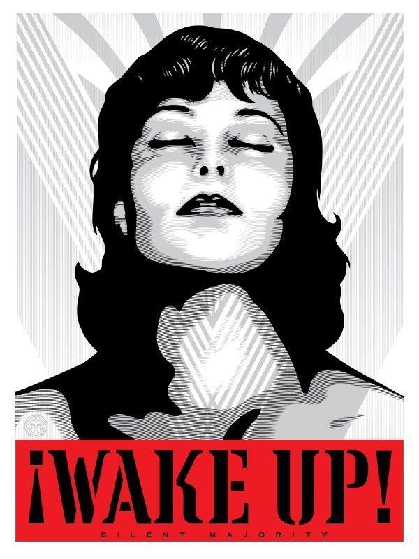 Sérigraphie Fairey - Wake Up (White)