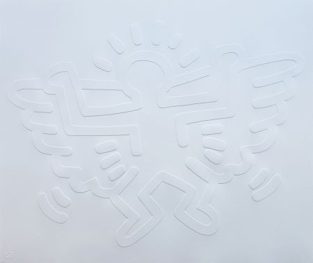 Sérigraphie Haring - White Icons (C) - Winged Angel