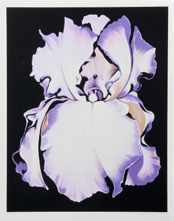 Sérigraphie Nesbitt - White Iris on Black