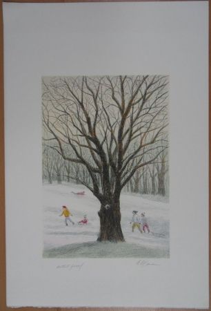 Lithographie Altman - Winter in the Park