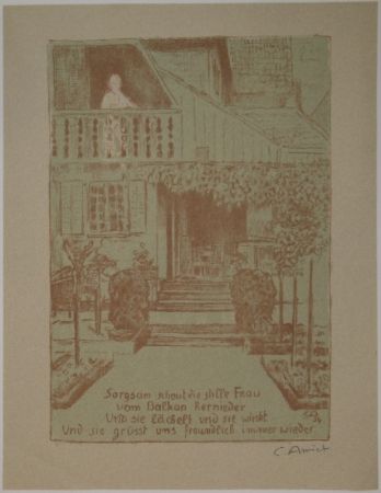 Lithographie Amiet - Wohnhaus des Künstlers auf der Oschwand