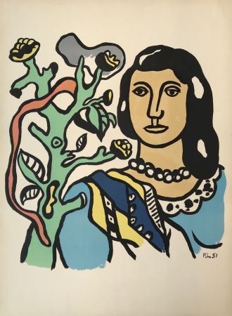 Lithographie Leger - Woman and Flower (La Femme et La Fleur)