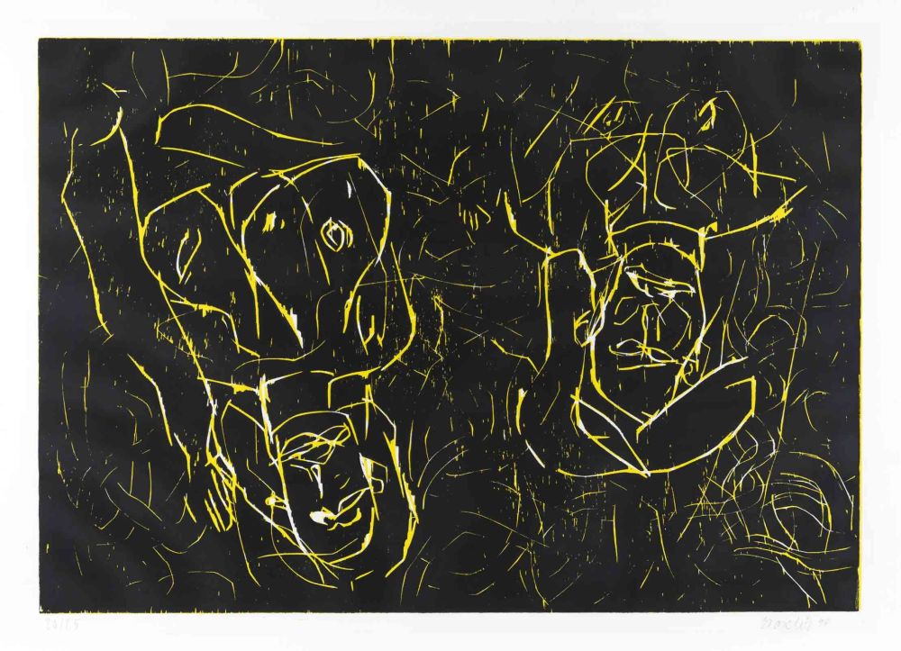 Gravure Sur Bois Baselitz - Woman and woman