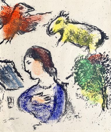 Lithographie Chagall - Woman with animals 