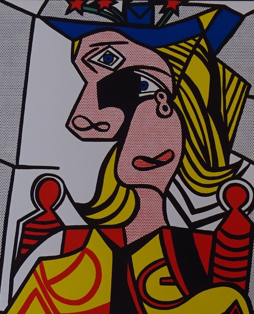 Sérigraphie Lichtenstein - Woman with flowered hat