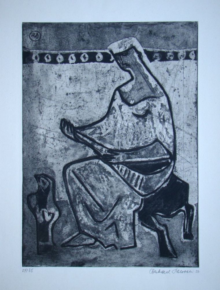 Eau-Forte Et Aquatinte Schlotter - Woman with mandolin