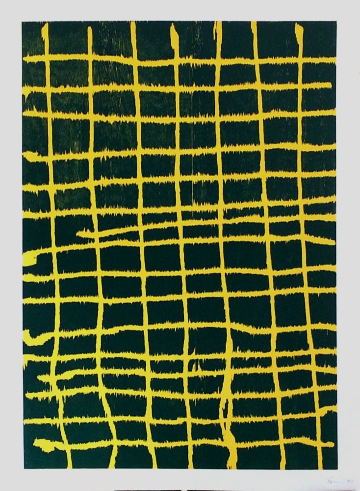 Gravure Sur Bois Forg - Woodcut Yellow Green