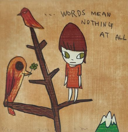 Gravure Sur Bois Nara - Words Mean Nothing at All Woodcut