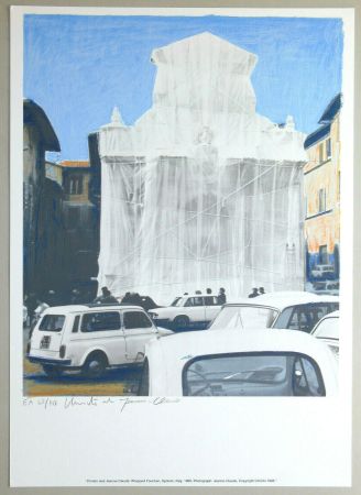 Lithographie Christo - Wrapped fountain, Spoleto 1968