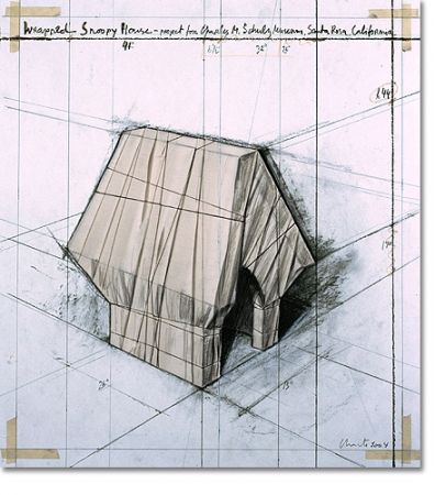 Lithographie Christo - Wrapped Snoopy House | Paris Arc de Triomphe