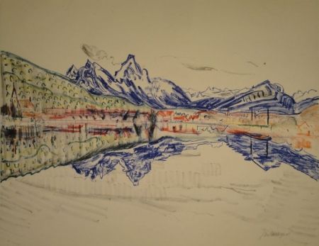 Lithographie Wiegers  - Zugersee mit Arth und grossem Mythen