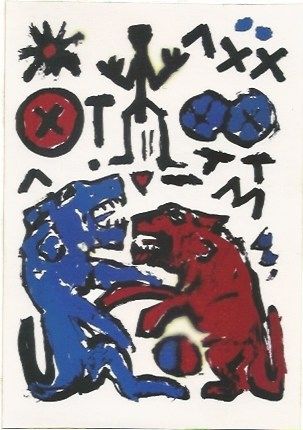 Sérigraphie Penck - Zwei Lowen