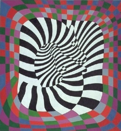 Lithographie Vasarely - Zèbres