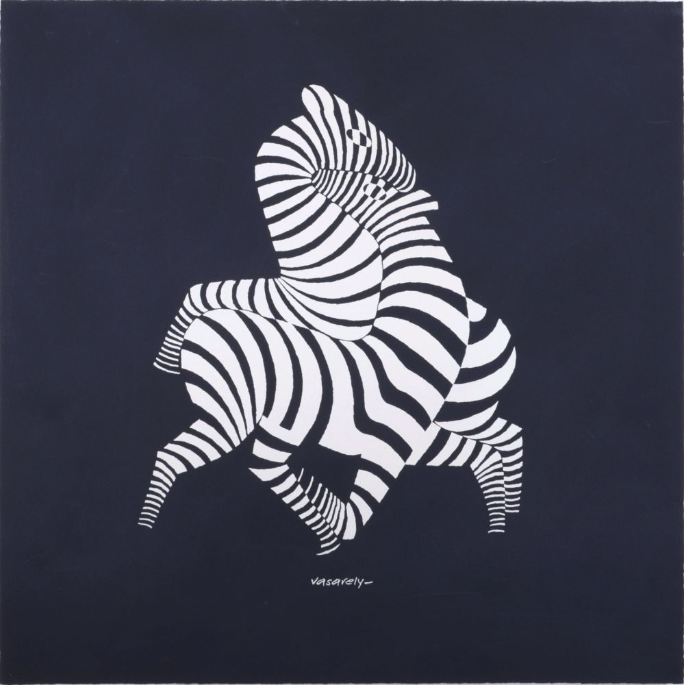 Sérigraphie Vasarely - Zèbres, c. 1960 - Opt Art classic!