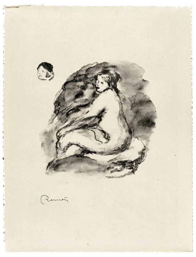 Lithographie Renoir - Étude de femme nue, assise, variante