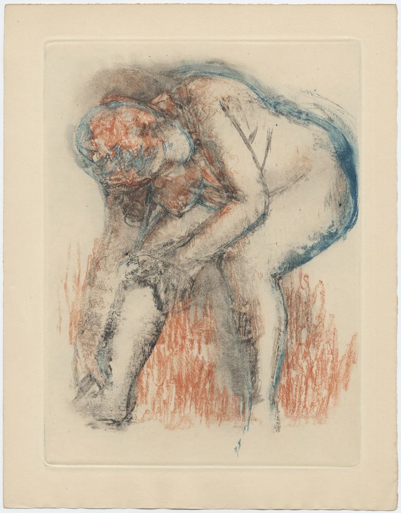 Eau-Forte Et Aquatinte Degas - Étude de nu se massant la cheville (vers 1896)