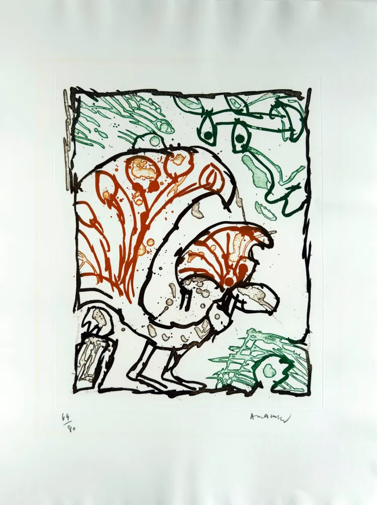 Lithographie Alechinsky - Paon