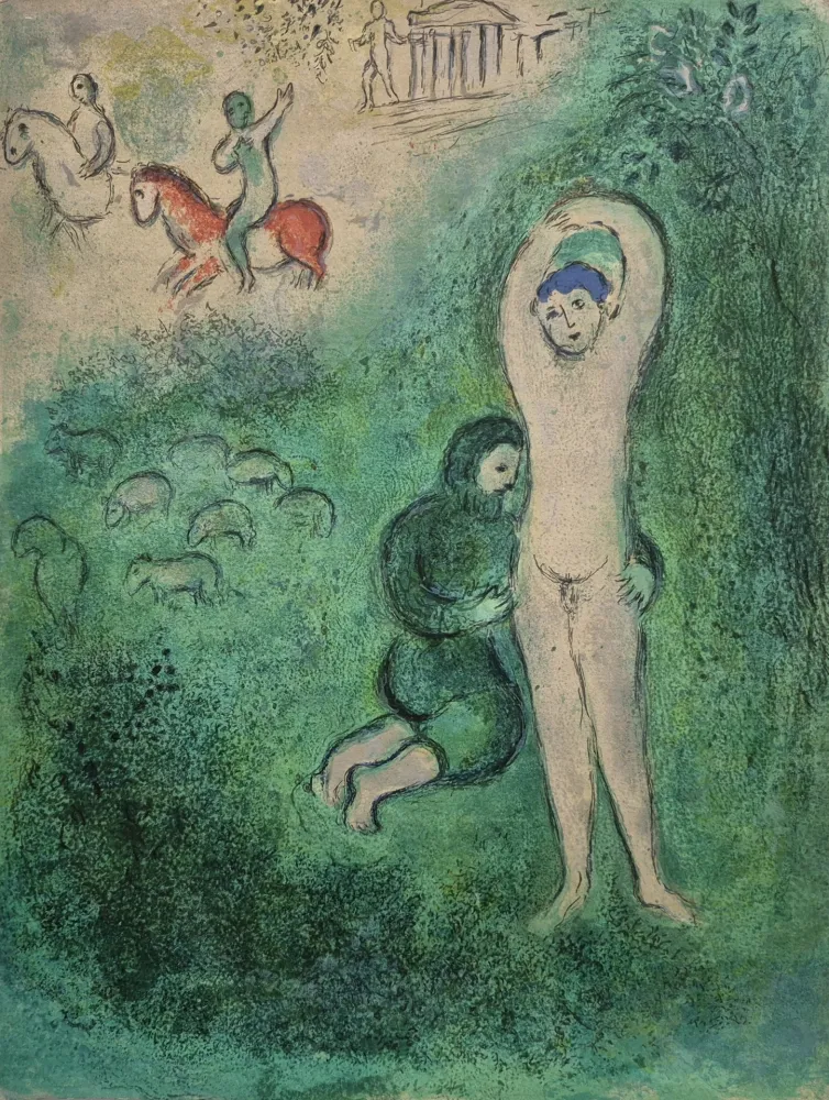 Lithographie Chagall - Daphins and Gnathon