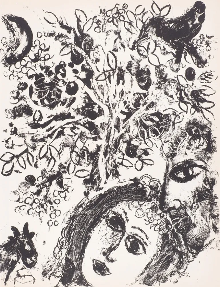 Lithographie Chagall - Le Couple Devant L’Arbre