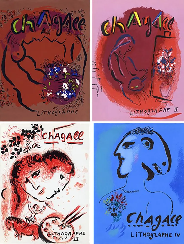 Livre Illustré Chagall - Mourlot & Sorlier : Chagall lithographe I à IV,  avec 28 LITHOGRAPHIES ORIGINALES