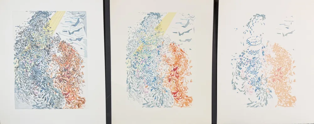 Gravure Sur Bois Dali - Divine Comedy Heaven Canto 14 Decomposition (3 Pieces)