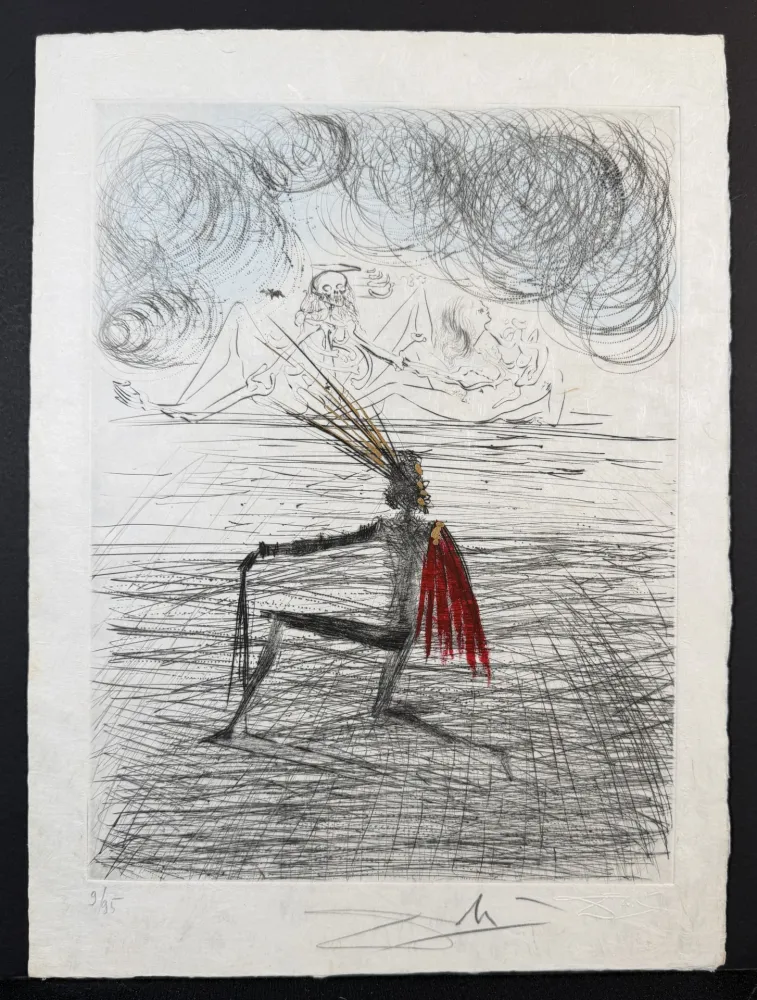 Gravure Dali - Faust Chevalier a Genou