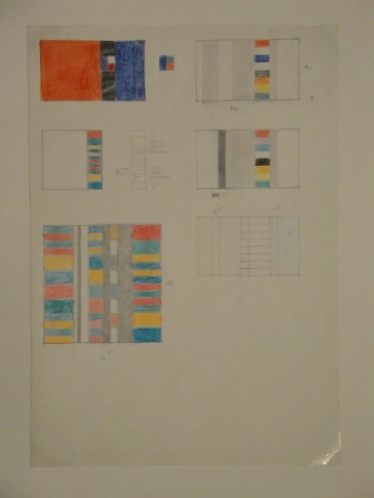 Aucune Technique Graeser - Skizzenblatt, um 1958.