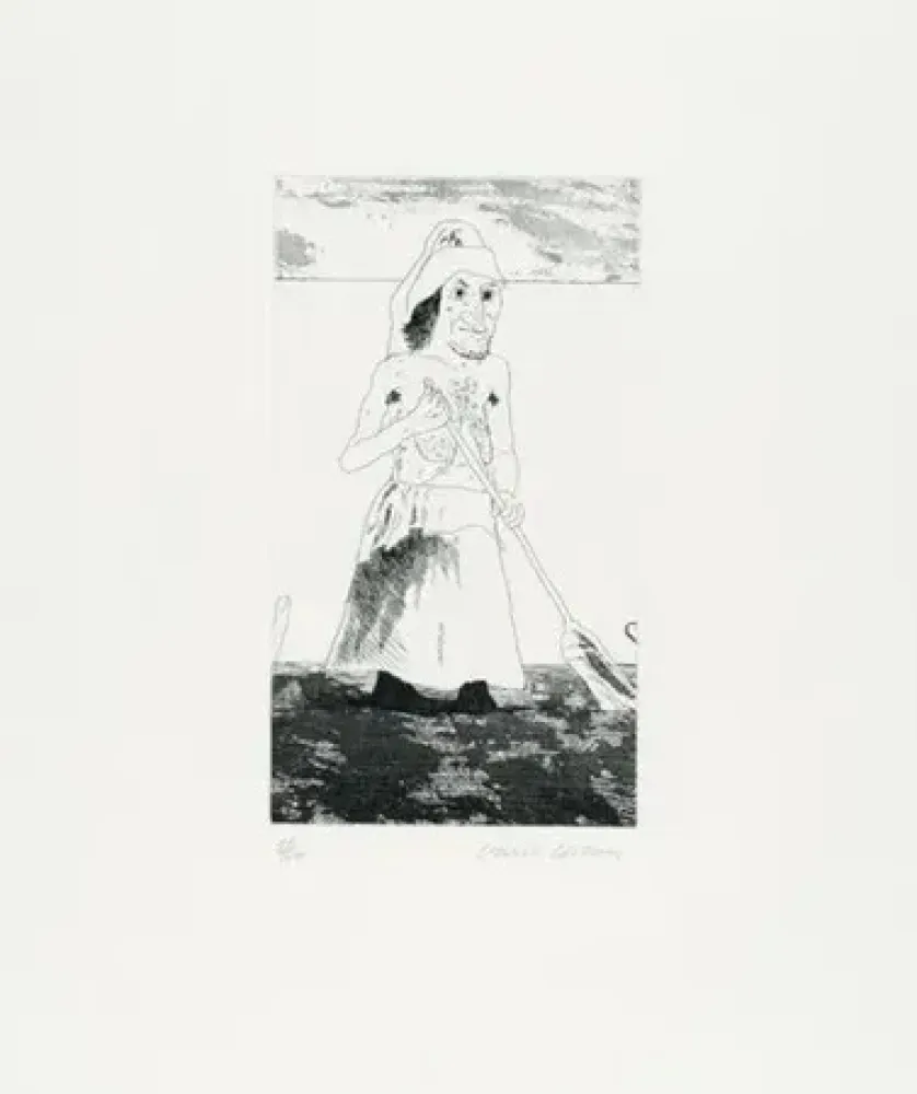 Gravure Hockney - The enchantress in her garden(1969)