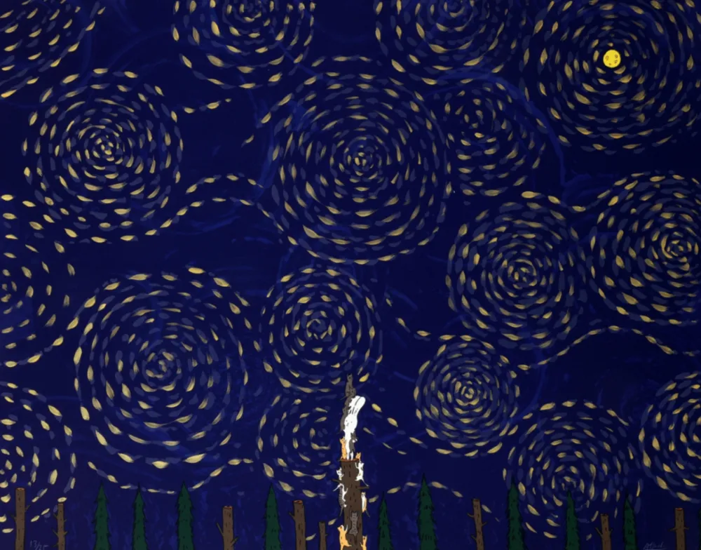 Lithographie Kaga - Usacchi - FULL MOON