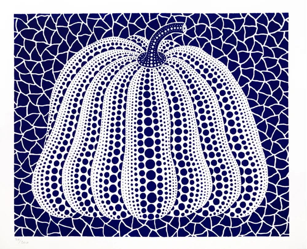 Lithographie Kusama - Pumpkin (Dark Blue)
