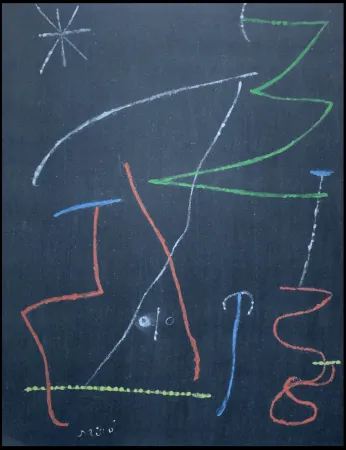 Pochoir Miró - Oiseau dans la nuit 